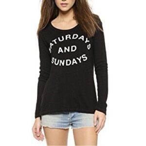 Sundry Black Long Sleeve Top with White Text